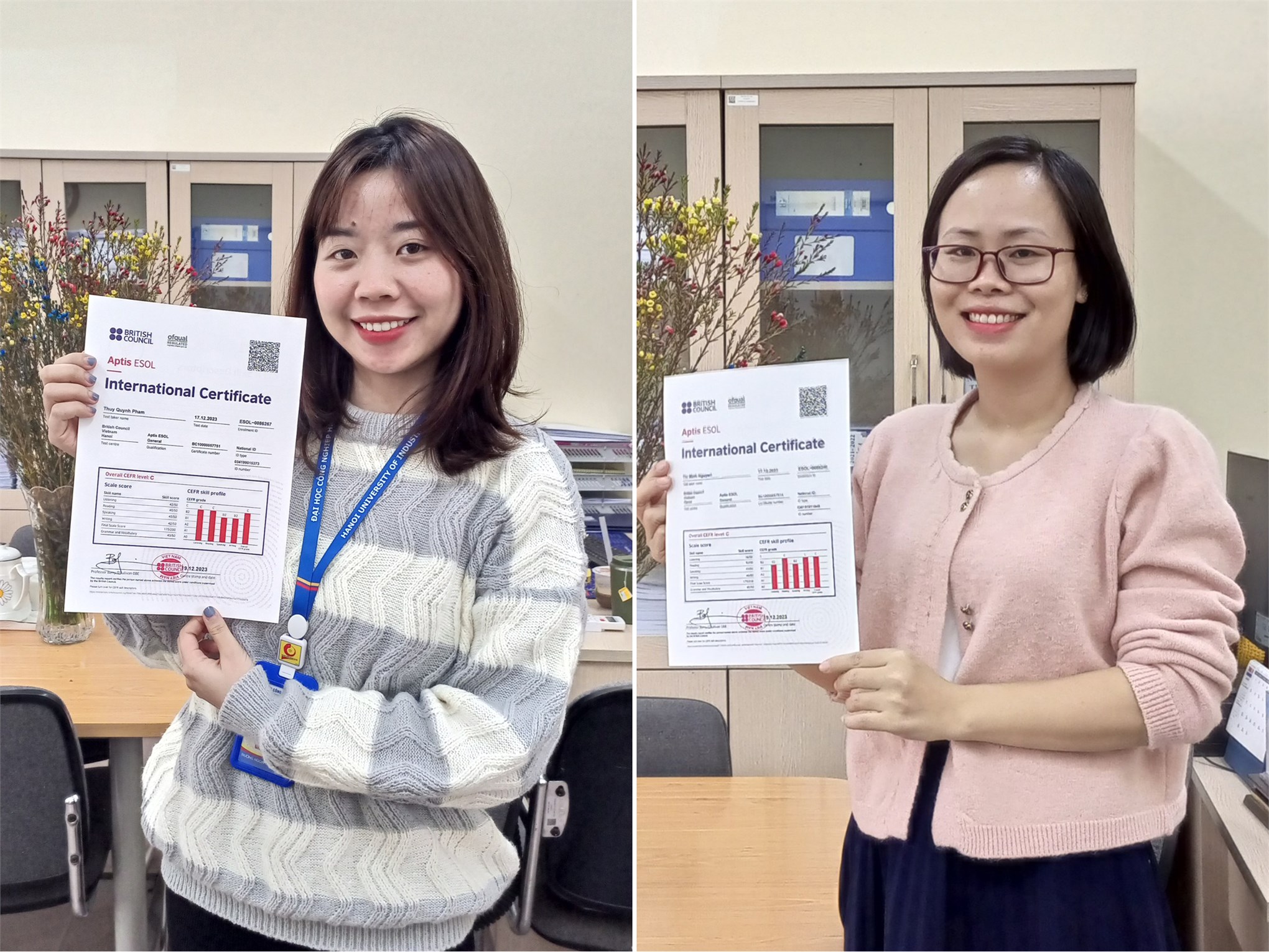 Cán bộ giảng viên vui mừng nhận chứng chỉ tiếng Anh Aptis