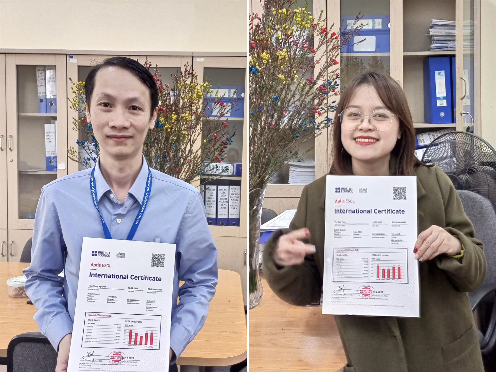 Trường Ngoại ngữ - Du lịch, Trường Đại học Công nghiệp Hà Nội trao chứng chỉ các khóa bồi dưỡng và luyện thi chứng chỉ tiếng Anh Aptis ESOL năm 2023